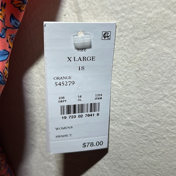 Lands End Women's Coral Floral Chlorine Resistant Wrap Swim Dress Size XL NWT - Picture 8 of 10